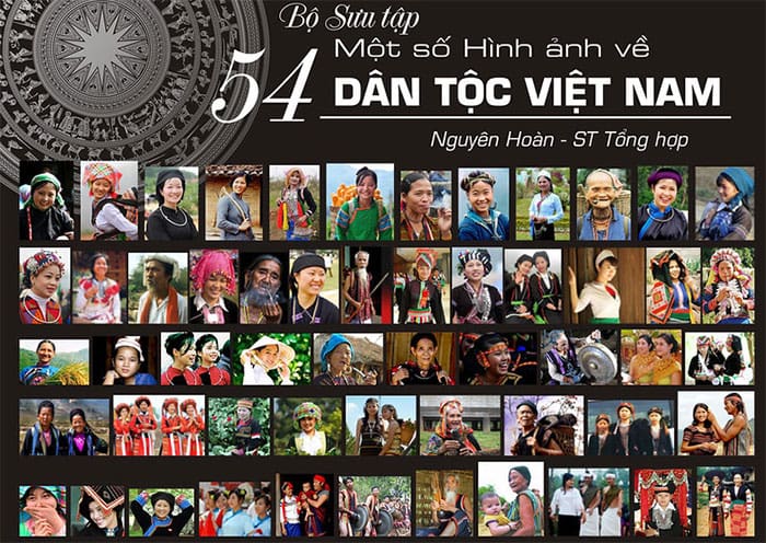 A mosaic portrait blending the faces of various Vietnamese ethnic minorities