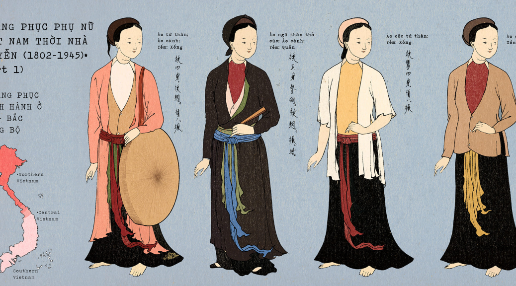 Vietnamese women in traditional ancient attire or imagery of ancient rural life