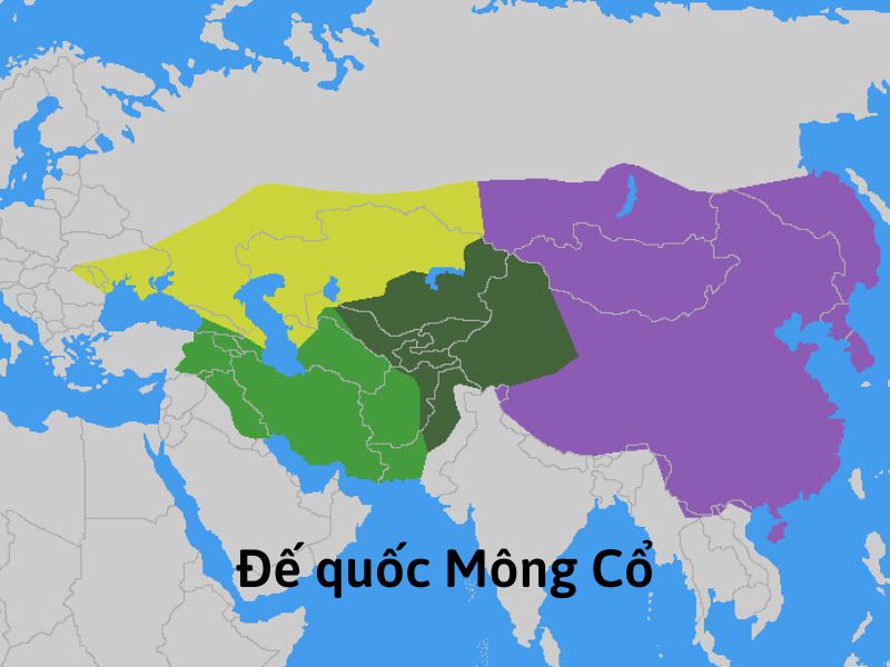 A map of the 13th-century Mongol Empire — illustrating its colossal scale compared to tiny Đại Việt