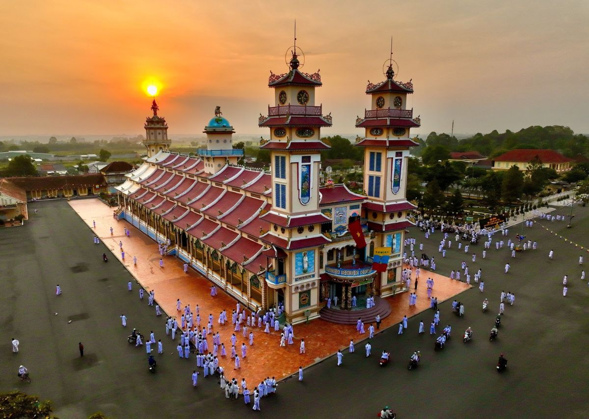 The Tây Ninh Holy See — vibrant, wildly colorful Cao Đài architecture