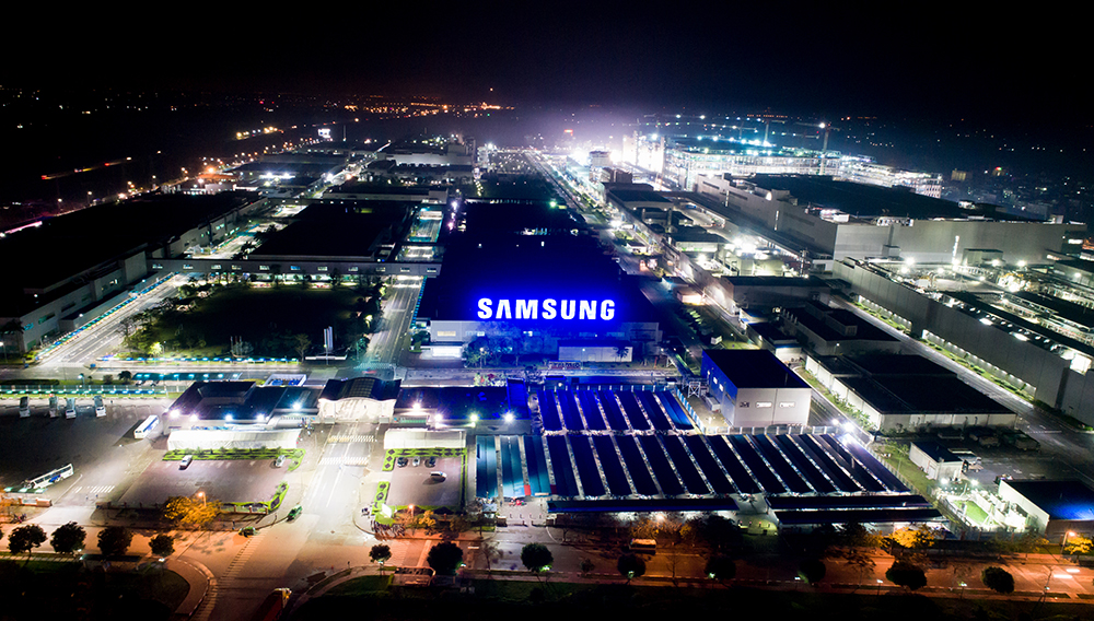 The massive Samsung facility in Bac Ninh — staggering scale, workers in pristine uniforms