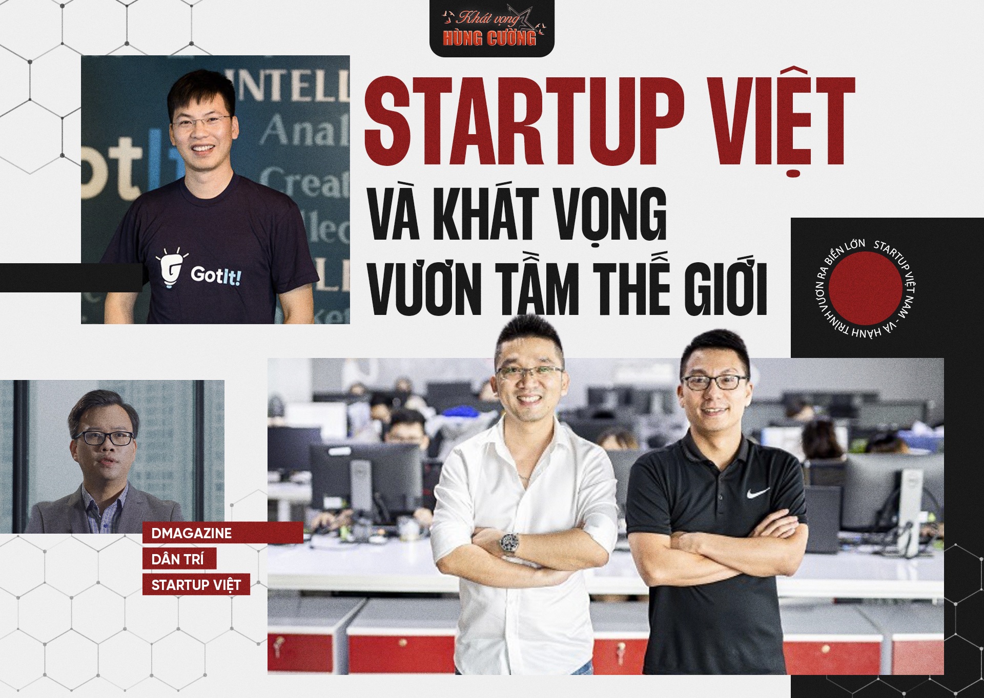 A startup pitch event in Vietnam — a young founder presenting, a diverse audience observing