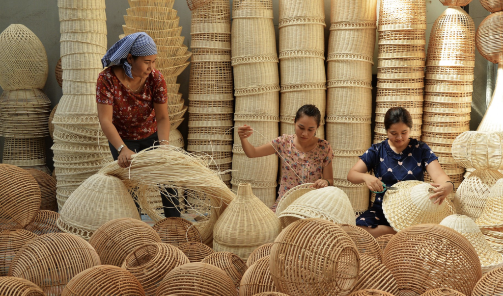 Young Vietnamese artisans selling traditional handicrafts online via Instagram and Shopee