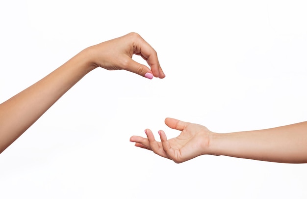 Vietnamese handing object with two hands polite gesture